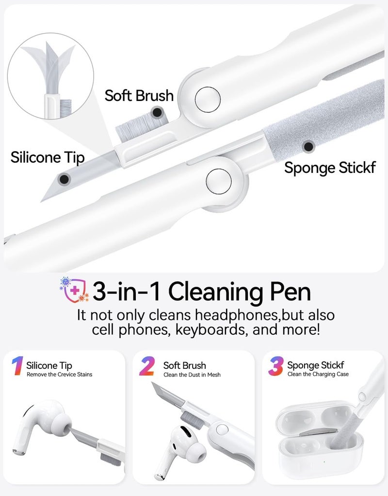 joremx 5 Pairs Silicone Replacement Ear Tips for AirPods Pro 3 (2025) with Cleaning Pen,Built-in dust Guard Screen,USB-C (2025)-5 Sizes (XXS/XS/S/M/L)-White - Image 4